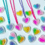 Load image into Gallery viewer, Rainbow Brite Glittery Heart Kids Necklace
