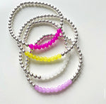Load image into Gallery viewer, Color Top, 4mm Gold or Silver beaded bracelet
