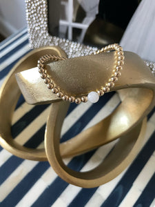 14k Gold Beaded Bracelet with Single Moonstone