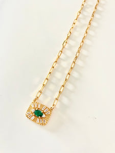 14k Gold Filled Green Evil Eye Necklace