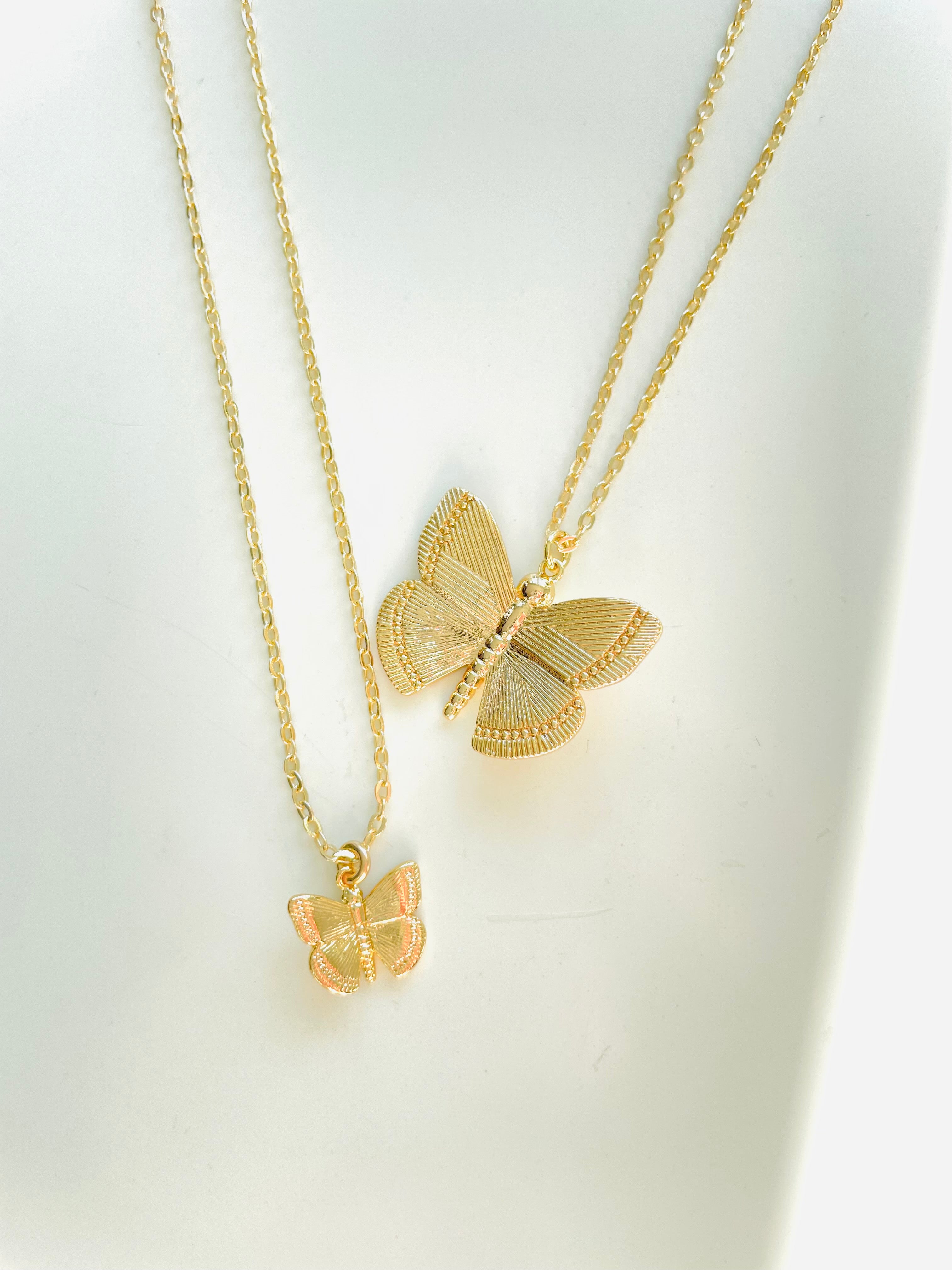 Mommy and Me Butterfly Charm Necklace, Set of 2